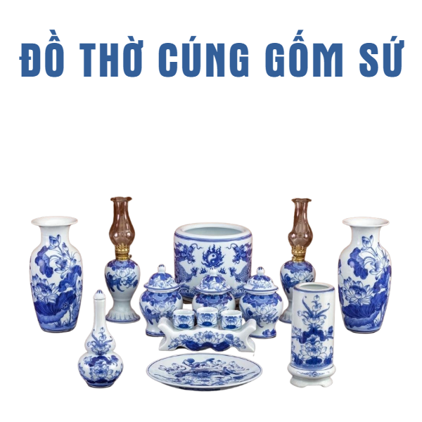 Bộ đồ thờ cúng gốm sứ