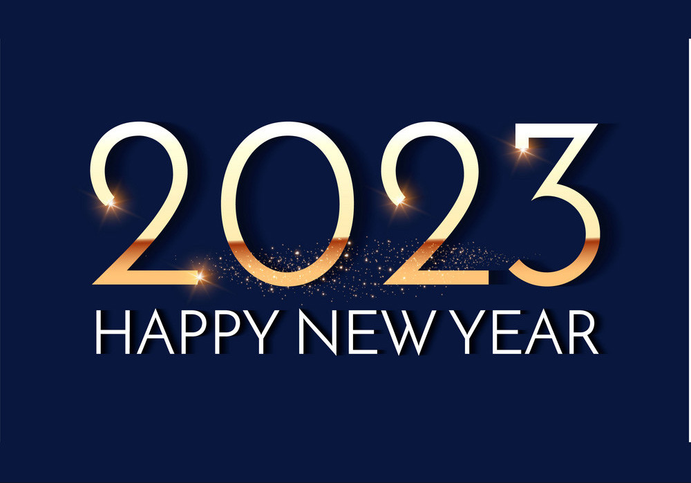 Chúc mừng năm mới 2023 màu vàng kim