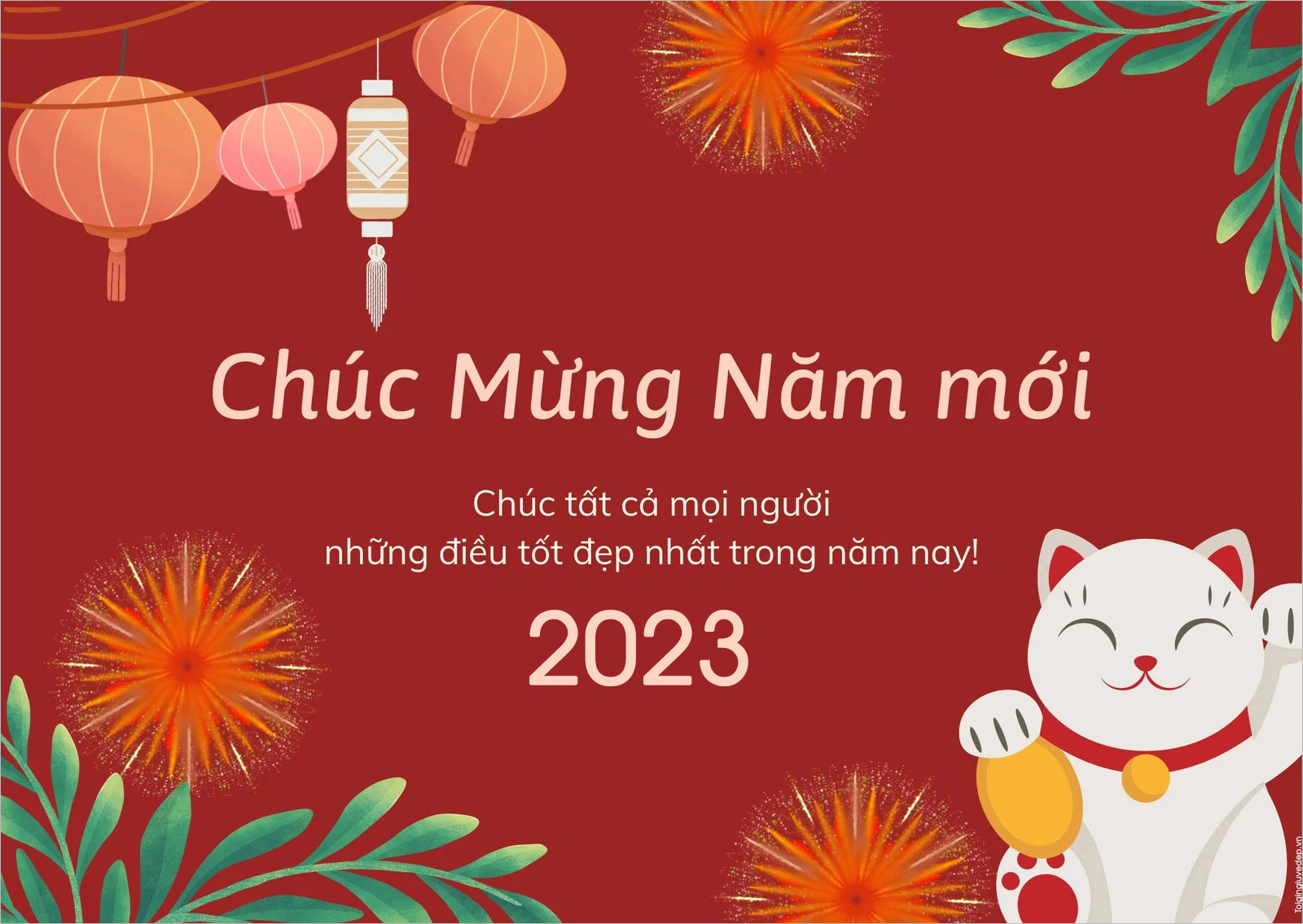 Chúc mừng năm mới 2023 thiệp đơn giản