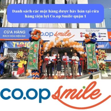 Danh sách các mặt hàng được bày bán tại cửa hàng tiện lợi Co.op Smile quận 1