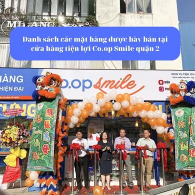 Danh sách các mặt hàng được bày bán tại cửa hàng tiện lợi Co.op Smile quận 2