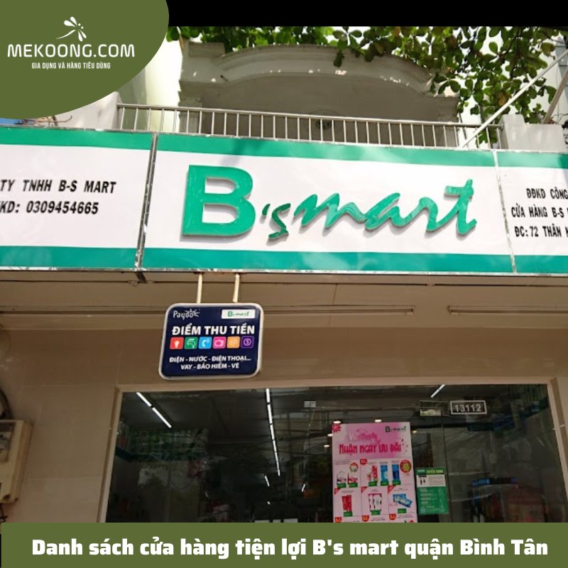 Danh sách cửa hàng tiện lợi B's mart quận Bình Tân