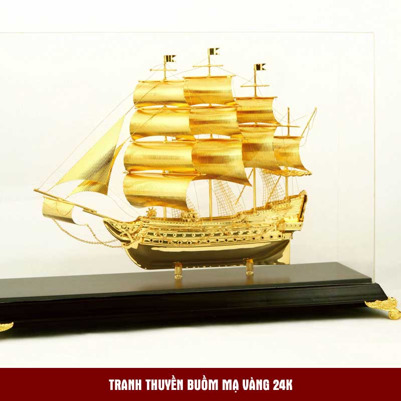 Tranh thuyền buồm mạ vàng 24k 