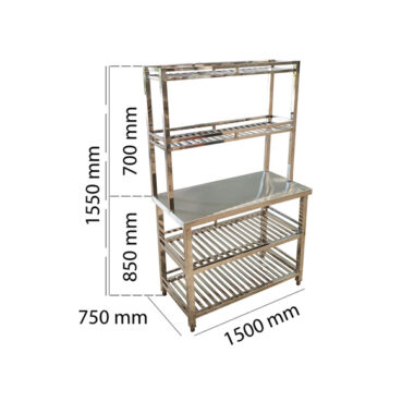 Bàn Inox 3 Tầng Có Kệ Trên Và Dưới