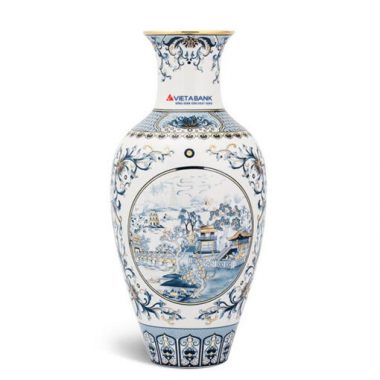 Quà Khai trương Bình hoa Minh Long Hồn Việt 30cm In Logo VietABank HG tặng sếp