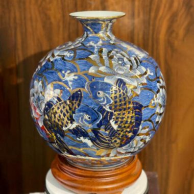 Quà Khai trương Bình hút tài lộc Bát Tràng cá chép vượt biển 2 tặng sếp