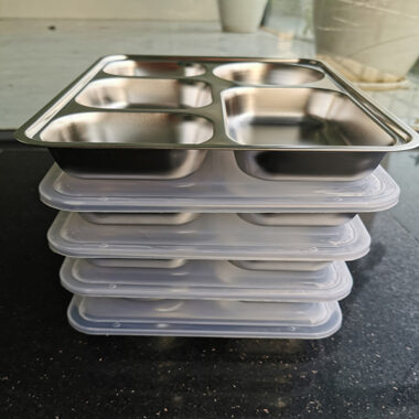 Bộ 5 khay cơm inox có nắp 5 ngăn loại dày