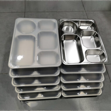 Combo 10 khay cơm phần có nắp inox 5 ngăn sâu lòng