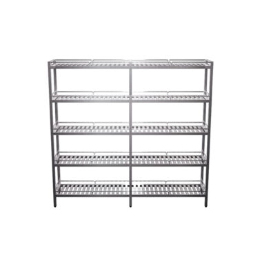 Kệ inox 5 tầng 1800x450mm – Kệ thanh inox có lan can