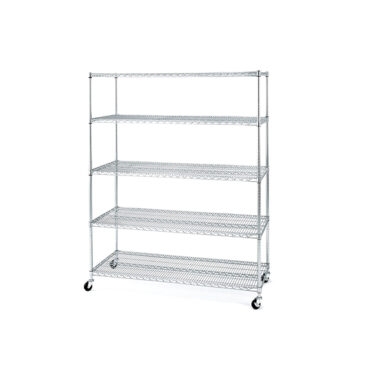 Kệ Inox 5 Tầng  Công Nghiệp Nhà Hàng Có Bánh Xe