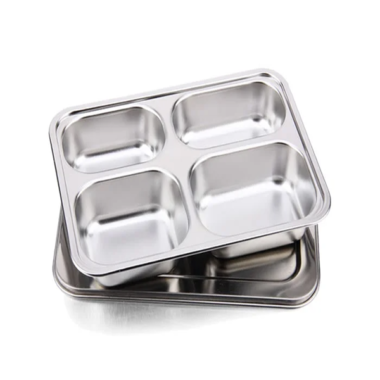 Khay cơm inox 4 ngăn kèm nắp inox