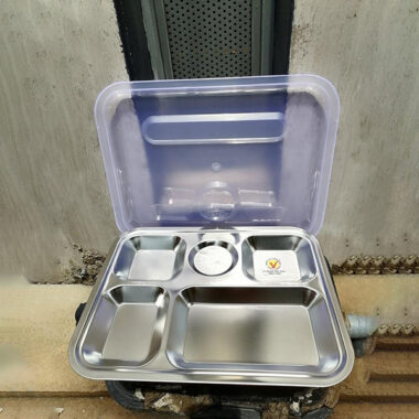 khay cơm inox có nắp đậy