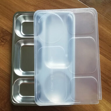 Khay đựng thực phẩm cơm inox 5 ngăn có nắp đậy-kaliteco