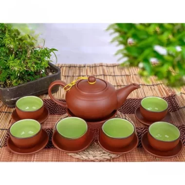 Giới thiệu Ấm chén tử sa quả bưởi Bát Tràng màu nâu nhạt chính hãng