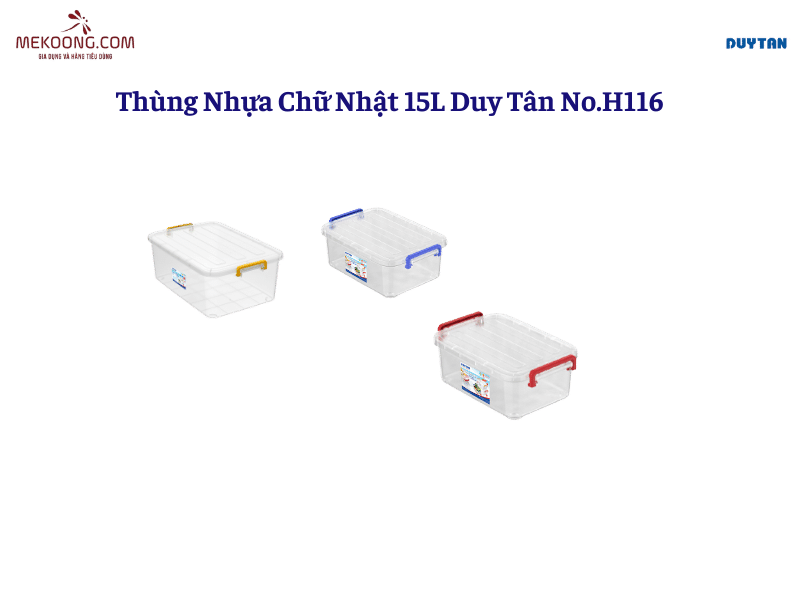 Thùng Nhựa Chữ Nhật 15L Duy Tân No.H116