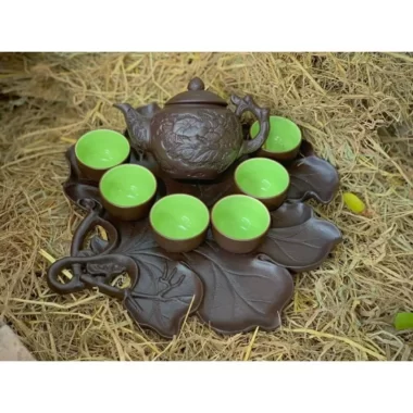 Top các sản phẩm bộ ấm chén tử sa Bát Tràng đắp hoa khay lá được mua nhiều nhất tại TPHCM