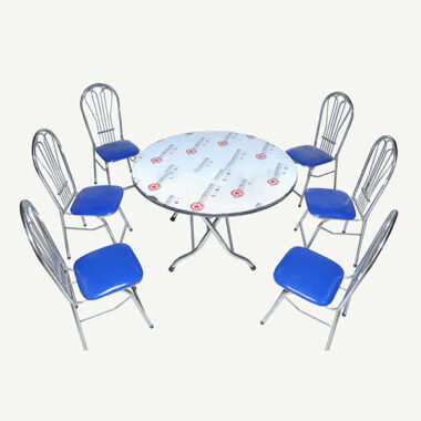 Bộ bàn ghế inox tròn và ghế 3 lá