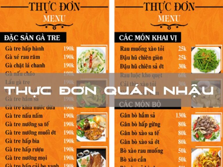 thực đơn quán nhậu