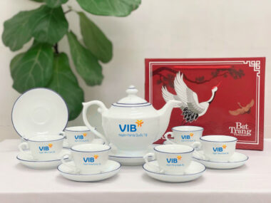 Bộ ấm trà Bát Tràng đèn thần chỉ xanh dương