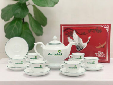 Bộ ấm trà Bát Tràng đèn thần chỉ xanh lá