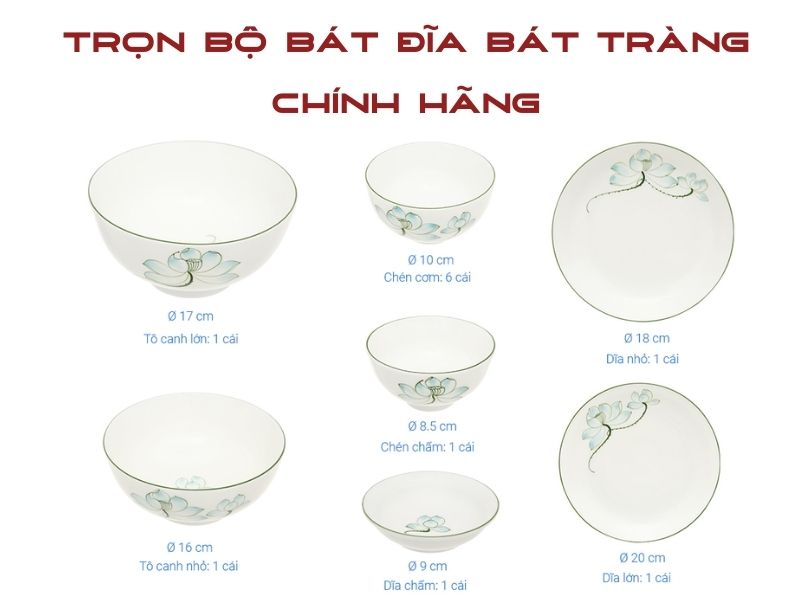 trọn bồ chén dĩa bát tràng chính hãng