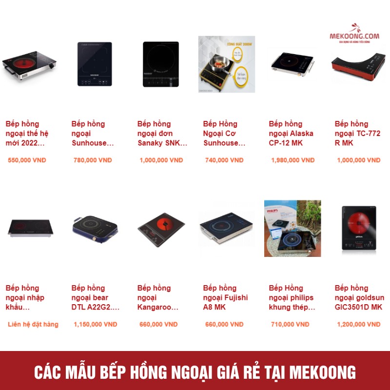 Các mẫu bếp hồng ngoại giá rẻ tại Mekoong