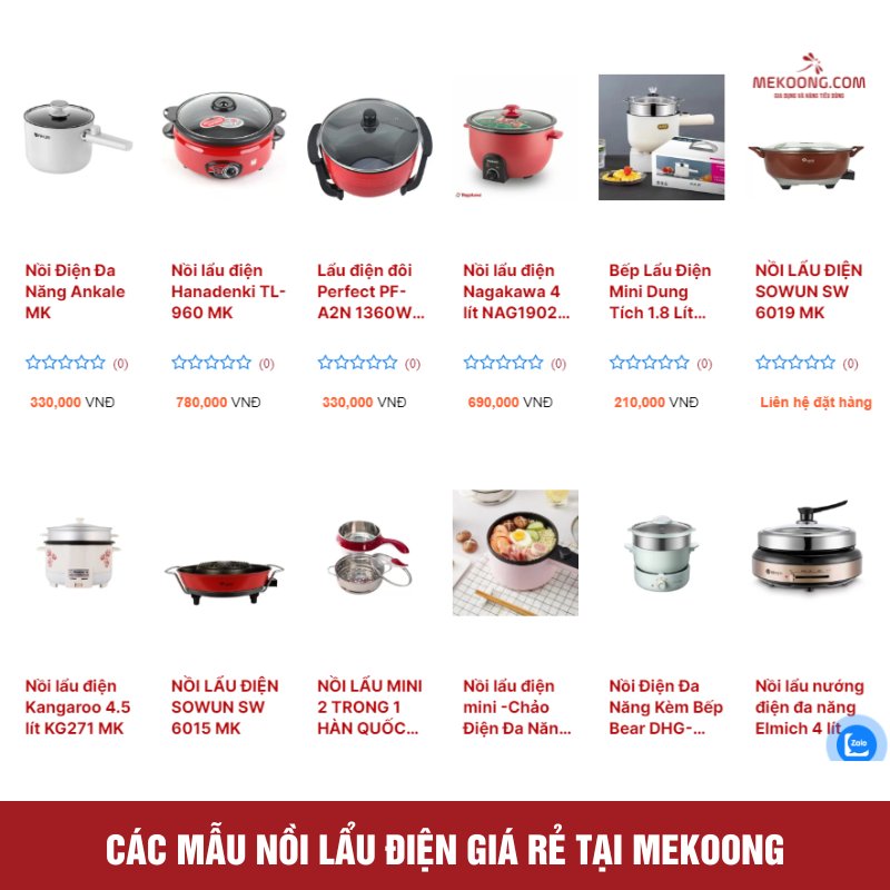 Các mẫu nồi lẩu điện giá rẻ tại Mekoong