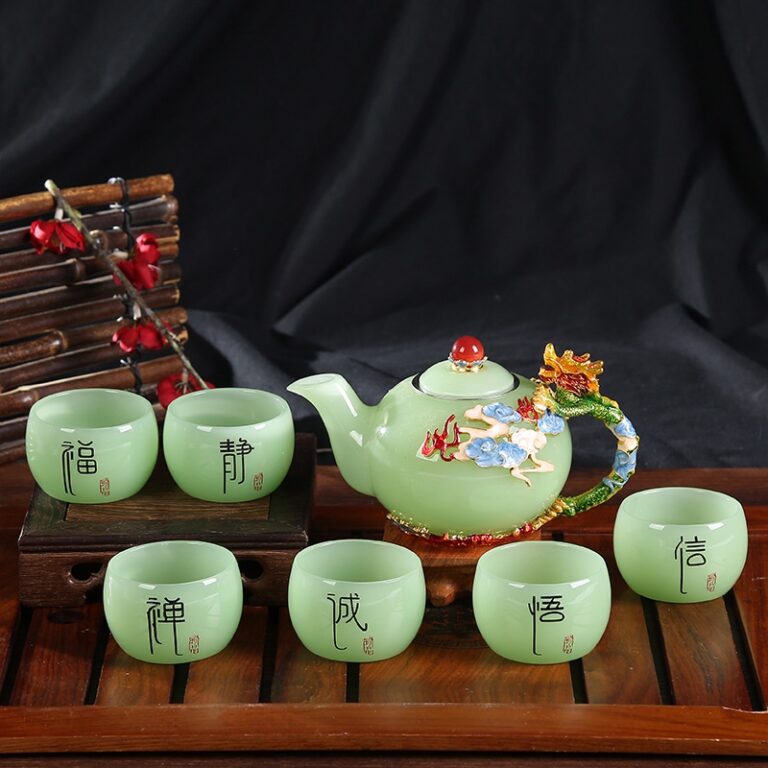 Ấm Trà Bằng Bạch Ngọc Onyx tự nhiên