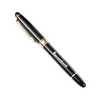 Bút bi in logo ký 004 thân đen cái vàng