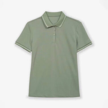 Áo thun in logo cổ trụ poly phối 1 sọc màu xám in theo yêu cầu