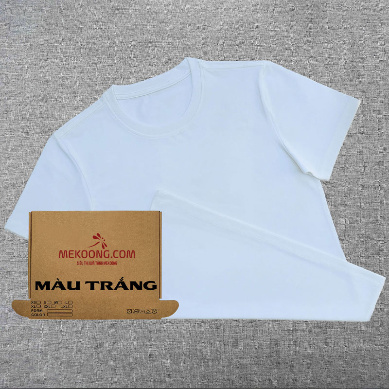 Áo thun trơn in logo màu trắng in theo yêu cầu