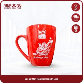 Cốc Sứ Men Màu Bát Tràng In Logo