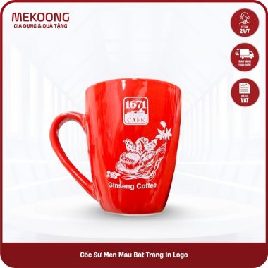 Cốc Sứ Men Màu Bát Tràng In Logo
