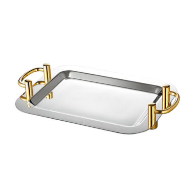 Khay trưng bày inox CN vàng có tay nắm 122103