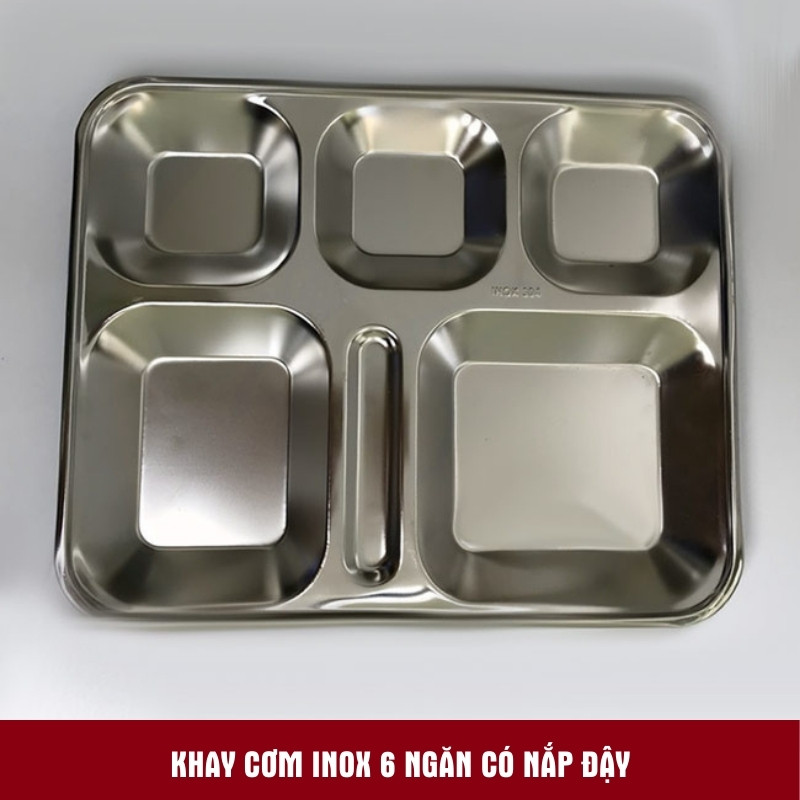 Khay cơm inox 6 ngăn có nắp đậy Mekoong