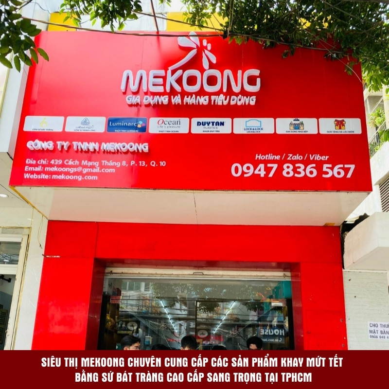 Siêu thị Mekoong chuyên cung cấp các sản phẩm khay mứt tết bằng sứ Bát Tràng cao cấp sang trọng tại TPHCM