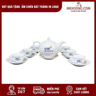 BST Quà Tặng  Ấm Chén Bát Tràng In Logo