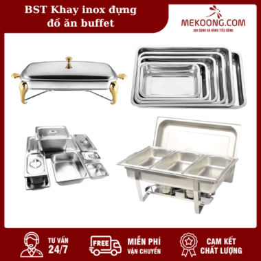 Khay inox đựng đồ ăn buffet