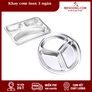 Khay cơm inox 3 ngăn