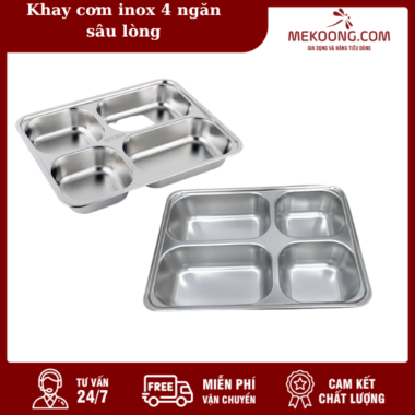 Khay cơm inox 4 ngăn sâu lòng