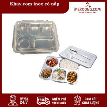 Khay cơm inox có nắp