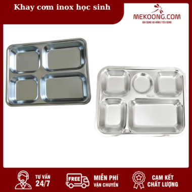 Khay cơm inox học sinh