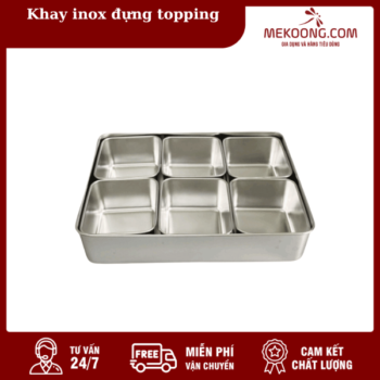 Khay inox đựng topping