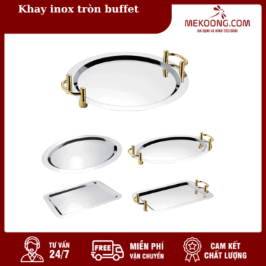 Khay inox tròn buffet