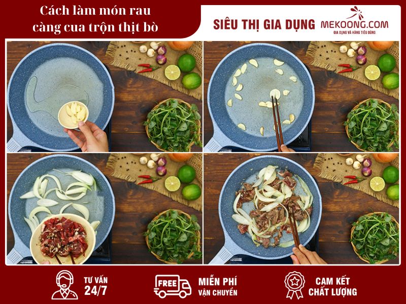 Cách làm món rau càng cua trộn thịt bò - Mekoong