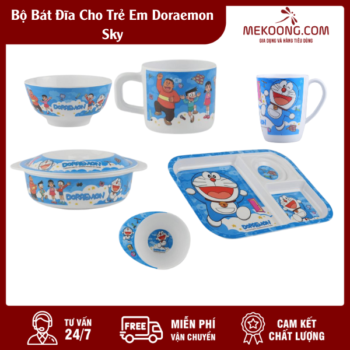 Bộ Bát Đĩa Cho Trẻ Em Doraemon Sky Melamine Superware