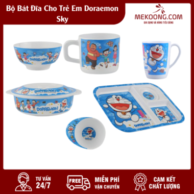 Bộ Bát Đĩa Cho Trẻ Em Doraemon Sky