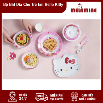 Bộ Bát Đĩa Cho Trẻ Em Hello Kitty Melamine Superware