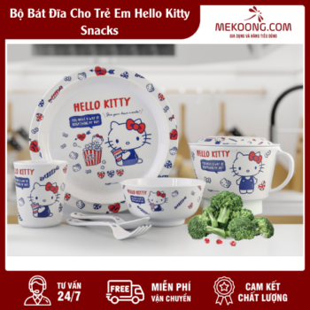 Bộ Bát Đĩa Cho Trẻ Em Hello Kitty Snacks Melamine Superware