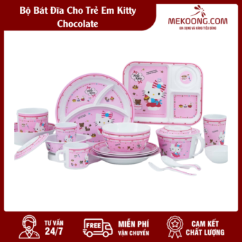 Bộ Bát Đĩa Cho Trẻ Em Kitty Chocolate Melamine Superware